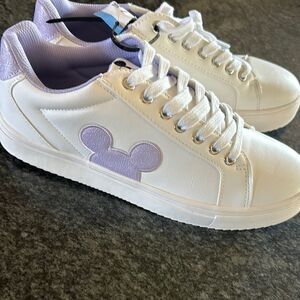 Disney White and Purple Sneakers Mickey logo